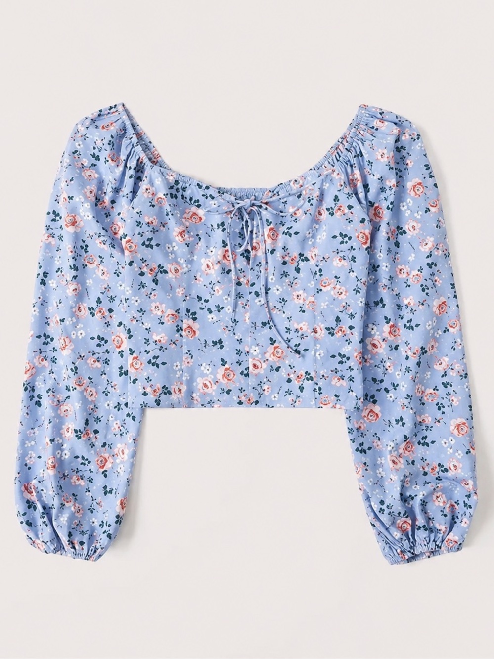 NWT ABERCROMBIE & FITCH floral lace front puff sleeve cropped blouse medium NEW